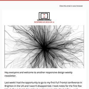 Image showing the head of the newsletter called Responsive Design Weekly
