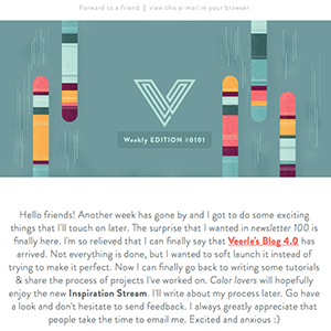 Image showing the head of the newsletter called Veerle’s Weekly Edition