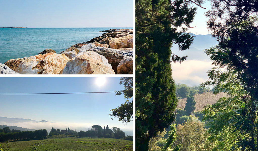Three photos showing landscape of Tuscany in Italy, where I spend my holidays
