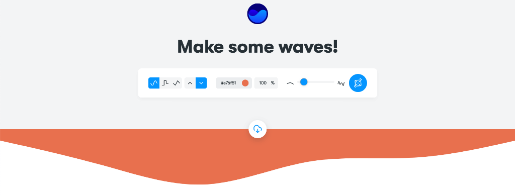 A screenshot of the website getwaves.io showing the interface to make SVG wave shapes