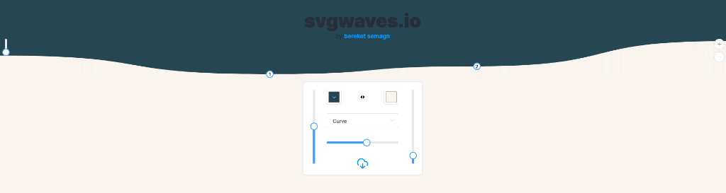 A screenshot of the website svgwaves.io showing the interface to make SVG wave shapes